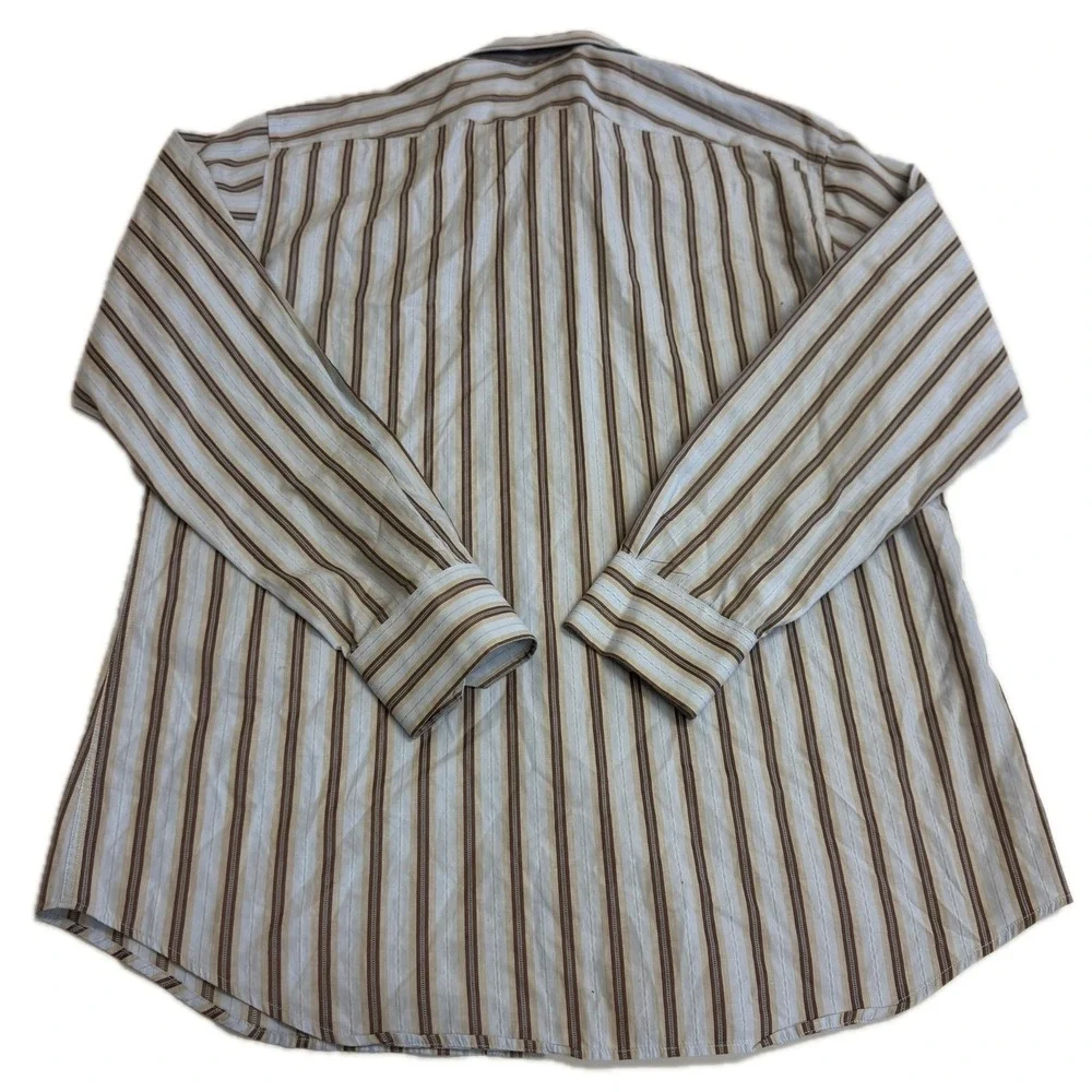 Paul Smith Shirt Mens 17 Blue Brown Striped Button Up Designer Made In Italy‎